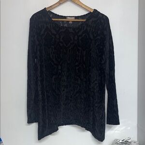 White Stag Sz XL 16/18 Black Velvet Patterned Long Sleeve Top, Boho, Goth, Layer